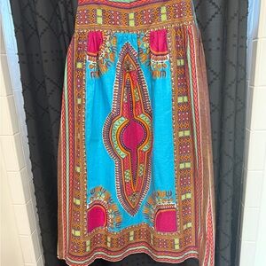 High waisted boho midi skirt